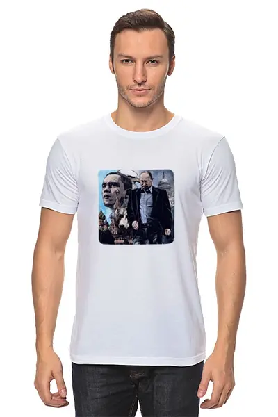 Заказать мужскую футболку в Москве. Футболка классическая Путин от yurick555 - готовые дизайны и нанесение принтов.