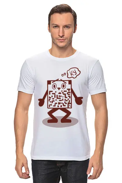 Заказать мужскую футболку в Москве. Футболка классическая QR-код от Iris  - готовые дизайны и нанесение принтов.