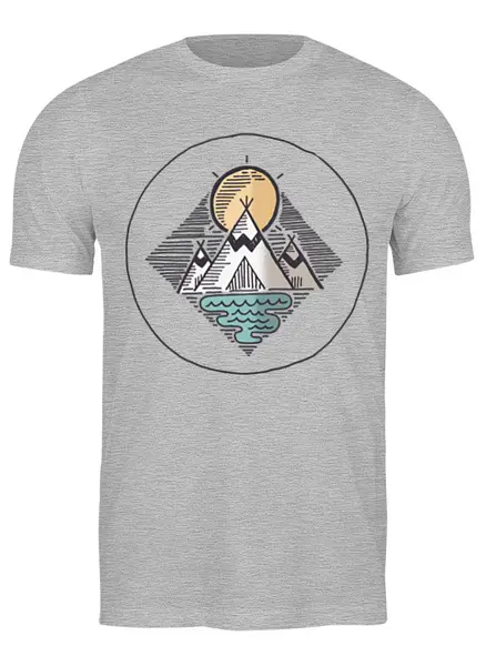 Заказать мужскую футболку в Москве. Футболка классическая Mountains от oneredfoxstore@gmail.com - готовые дизайны и нанесение принтов.