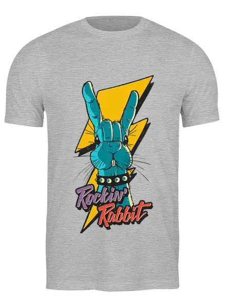 Заказать мужскую футболку в Москве. Футболка классическая Рок Кролик от acidhouses - готовые дизайны и нанесение принтов.