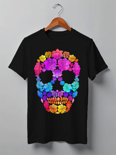 Заказать мужскую футболку в Москве. Футболка классическая Skull Art от Leichenwagen - готовые дизайны и нанесение принтов.