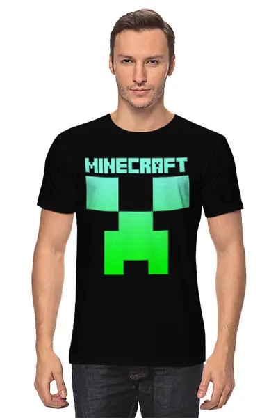Заказать мужскую футболку в Москве. Футболка классическая MINECRAFT CREEPER от vista12761@rambler.ru - готовые дизайны и нанесение принтов.