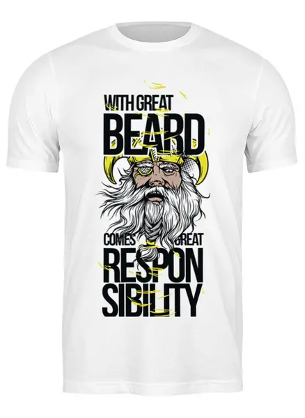 Заказать мужскую футболку в Москве. Футболка классическая Большая борода  от Savara - готовые дизайны и нанесение принтов.