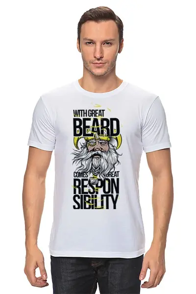 Заказать мужскую футболку в Москве. Футболка классическая Большая борода  от Savara - готовые дизайны и нанесение принтов.