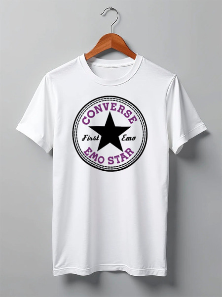 Заказать мужскую футболку в Москве. Футболка классическая Converse Emo от Александра Кеда - готовые дизайны и нанесение принтов.