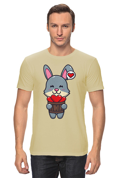 Заказать мужскую футболку в Москве. Футболка классическая Кролик с сердечками от skynatural - готовые дизайны и нанесение принтов.