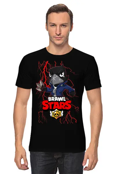 Заказать мужскую футболку в Москве. Футболка классическая Brawl Stars CROW от weeert - готовые дизайны и нанесение принтов.