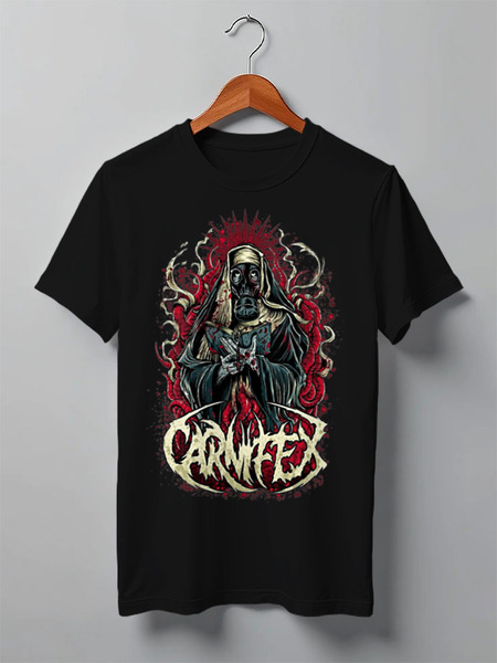 Заказать мужскую футболку в Москве. Футболка классическая Carnifex band от Leichenwagen - готовые дизайны и нанесение принтов.