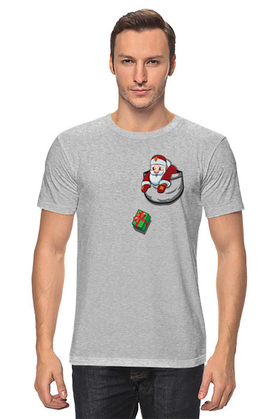 Заказать мужскую футболку в Москве. Футболка классическая Карманный Дед Мороз от 228design  - готовые дизайны и нанесение принтов.