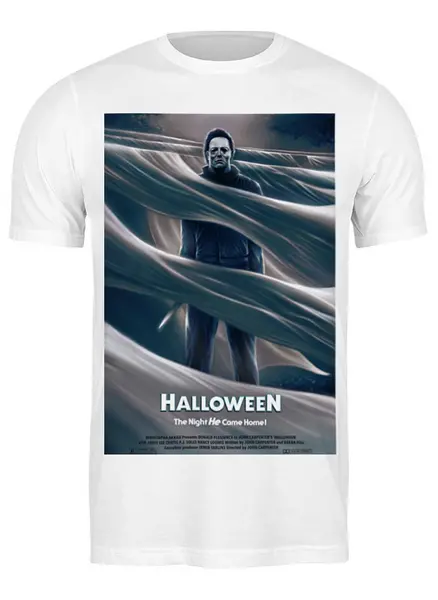 Заказать мужскую футболку в Москве. Футболка классическая Хэллоуин / Halloween от kino.printio.ru - готовые дизайны и нанесение принтов.