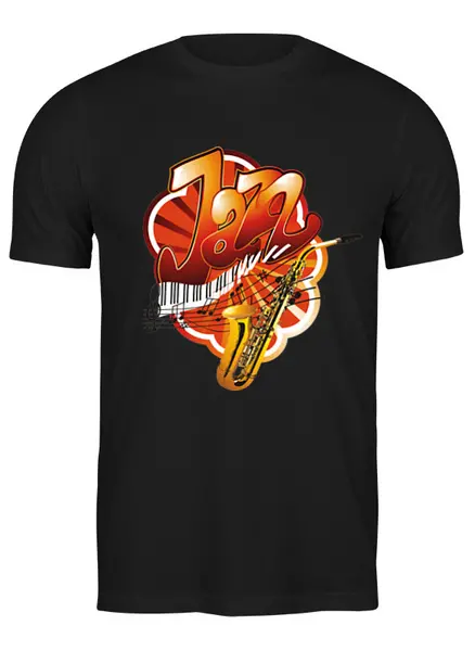 Заказать мужскую футболку в Москве. Футболка классическая Джаз апельсиновый.  от Zorgo-Art  - готовые дизайны и нанесение принтов.