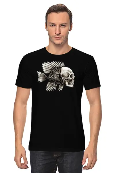 Заказать мужскую футболку в Москве. Футболка классическая Skull Face Fish от Leichenwagen - готовые дизайны и нанесение принтов.