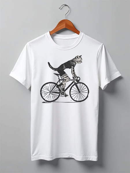 Заказать мужскую футболку в Москве. Футболка классическая Cat Bike Punk от oneredfoxstore@gmail.com - готовые дизайны и нанесение принтов.