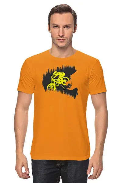 Заказать мужскую футболку в Москве. Футболка классическая Mountain Bike от oneredfoxstore@gmail.com - готовые дизайны и нанесение принтов.