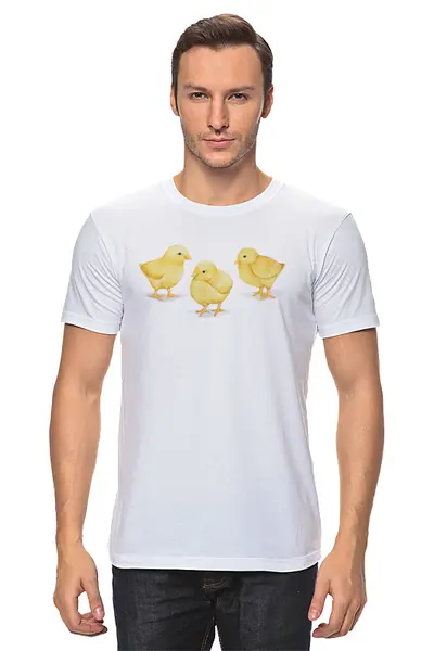 Заказать мужскую футболку в Москве. Футболка классическая Цыплята от megashmot - готовые дизайны и нанесение принтов.