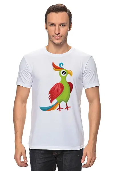 Заказать мужскую футболку в Москве. Футболка классическая Попугай от nadegda - готовые дизайны и нанесение принтов.