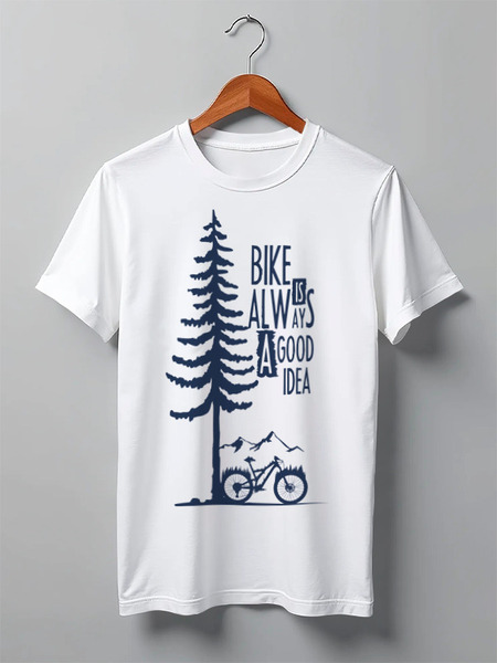 Заказать мужскую футболку в Москве. Футболка классическая Mountain Bike от oneredfoxstore@gmail.com - готовые дизайны и нанесение принтов.