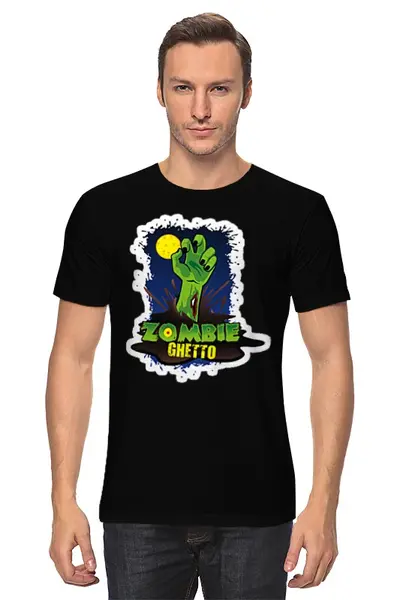 Заказать мужскую футболку в Москве. Футболка классическая Zombie  от ПРИНТЫ ПЕЧАТЬ  - готовые дизайны и нанесение принтов.