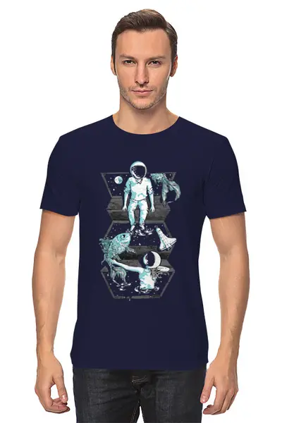 Заказать мужскую футболку в Москве. Футболка классическая Космонавт от Sheriff - готовые дизайны и нанесение принтов.