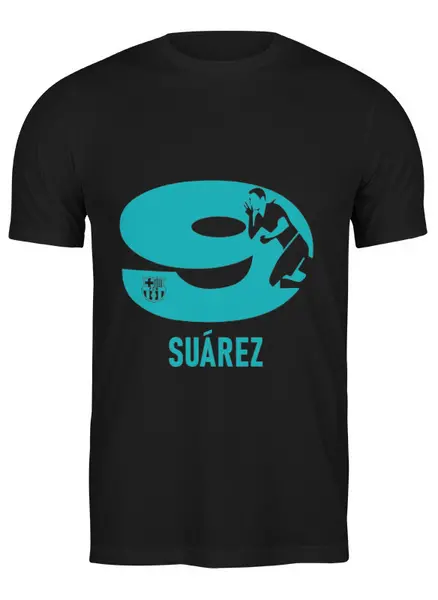 Заказать мужскую футболку в Москве. Футболка классическая FC Barcelona | Suarez - Number 9 (2021) от 0x000000123 - готовые дизайны и нанесение принтов.