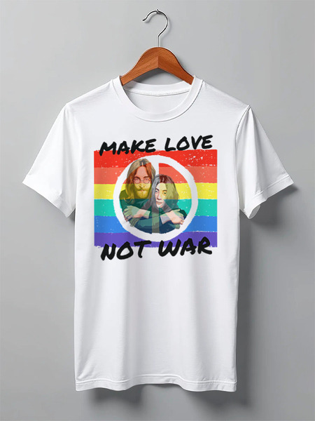 Заказать мужскую футболку в Москве. Футболка классическая ☮ John and Yoko ☮ от balden - готовые дизайны и нанесение принтов.