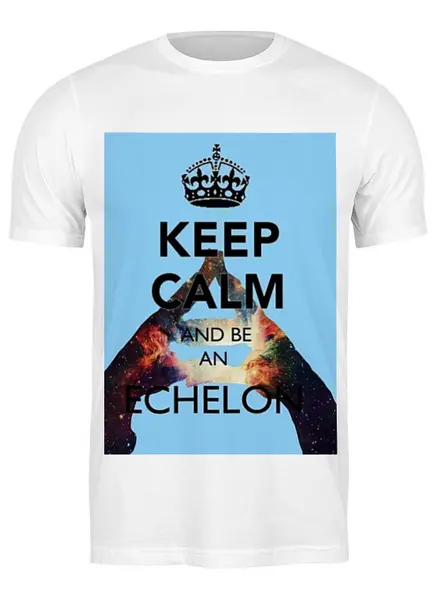 Заказать мужскую футболку в Москве. Футболка классическая Keep calm and be an Echelon от prettydisaster - готовые дизайны и нанесение принтов.