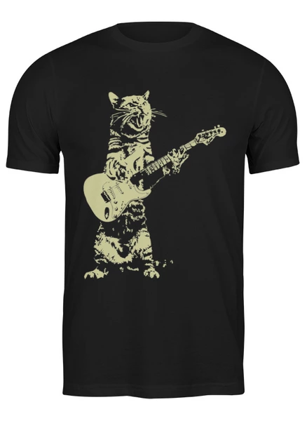 Заказать мужскую футболку в Москве. Футболка классическая Рок кот от skynatural - готовые дизайны и нанесение принтов.