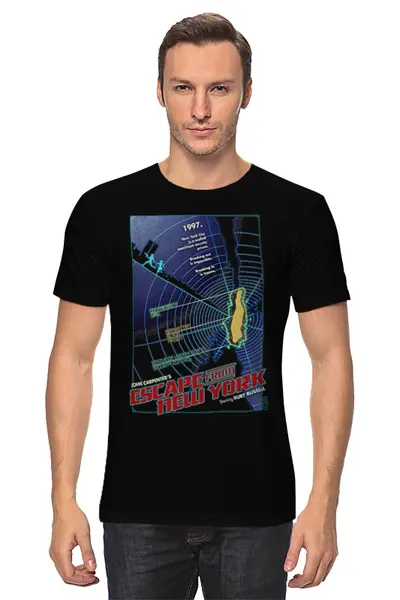 Заказать мужскую футболку в Москве. Футболка классическая Escape from New York / Побег из Нью Йорка от KinoArt - готовые дизайны и нанесение принтов.
