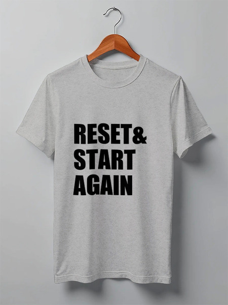 Заказать мужскую футболку в Москве. Футболка классическая Reset & Start again (футболка) от chernysheva-mari@mail.ru - готовые дизайны и нанесение принтов.
