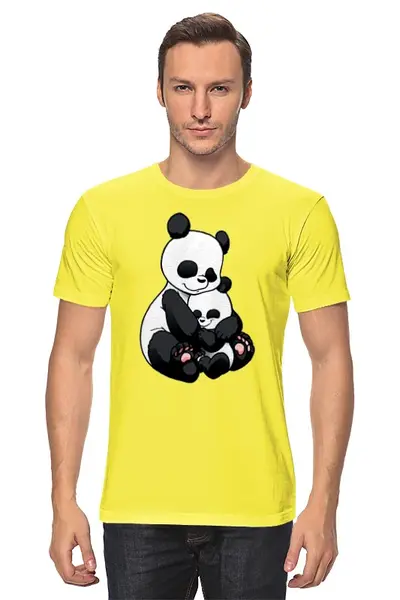 Заказать мужскую футболку в Москве. Футболка классическая Панда с малышом  от ПРИНТЫ ПЕЧАТЬ  - готовые дизайны и нанесение принтов.
