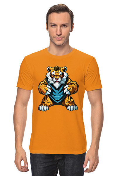Заказать мужскую футболку в Москве. Футболка классическая Тигр  от Print design  - готовые дизайны и нанесение принтов.