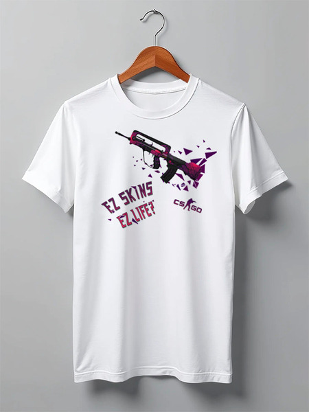 Заказать мужскую футболку в Москве. Футболка классическая [CS:GO Mems] EZ Skins EZ Life? от nakalyae7 - готовые дизайны и нанесение принтов.
