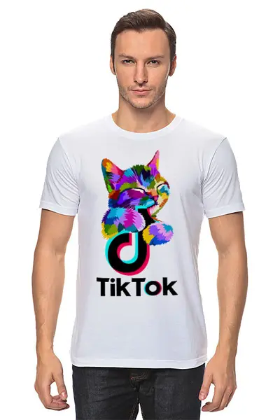 Заказать мужскую футболку в Москве. Футболка классическая TIK TOK (Tik Tok video) от vista12761@rambler.ru - готовые дизайны и нанесение принтов.
