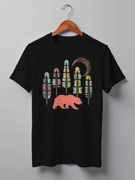 Заказать мужскую футболку в Москве. Футболка классическая Bear Here от oneredfoxstore@gmail.com - готовые дизайны и нанесение принтов.