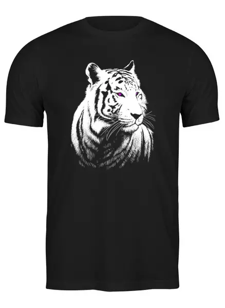Заказать мужскую футболку в Москве. Футболка классическая Белый Тигр от printik - готовые дизайны и нанесение принтов.