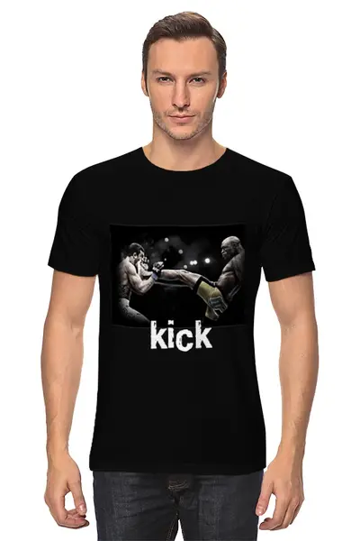 Заказать мужскую футболку в Москве. Футболка классическая kick boxing от seregin - готовые дизайны и нанесение принтов.