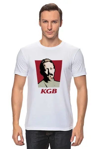 Заказать мужскую футболку в Москве. Футболка классическая КГБ (Феликс) от Рустам Юсупов - готовые дизайны и нанесение принтов.