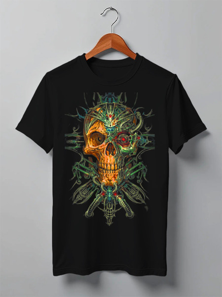 Заказать мужскую футболку в Москве. Футболка классическая Skull Art от Leichenwagen - готовые дизайны и нанесение принтов.