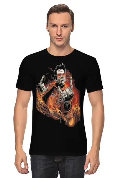 Заказать мужскую футболку в Москве. Футболка классическая Зомби Рок-Гитарист от emercom-49 - готовые дизайны и нанесение принтов.