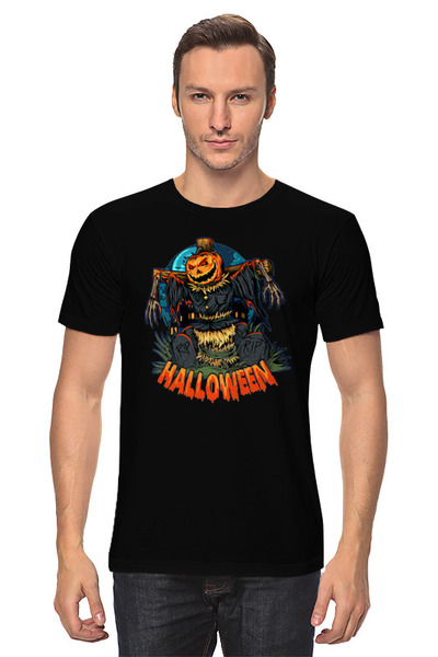Заказать мужскую футболку в Москве. Футболка классическая Halloween от skynatural - готовые дизайны и нанесение принтов.