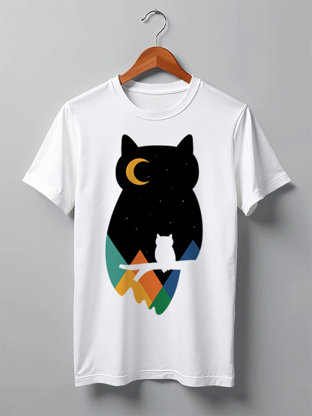 Заказать мужскую футболку в Москве. Футболка классическая Сова (Owl) от trugift - готовые дизайны и нанесение принтов.