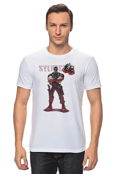 Заказать мужскую футболку в Москве. Футболка классическая Sylvester Stallone E2 от KinoArt - готовые дизайны и нанесение принтов.