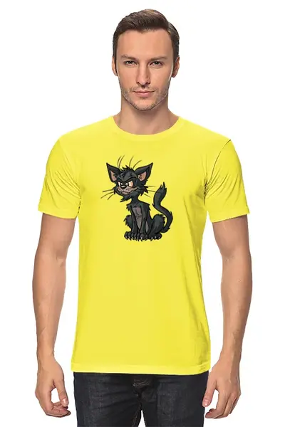Заказать мужскую футболку в Москве. Футболка классическая Странный котик от T-shirt print  - готовые дизайны и нанесение принтов.