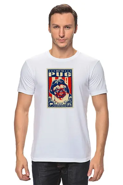 Заказать мужскую футболку в Москве. Футболка классическая Собака: PUG от Виктор Гришин - готовые дизайны и нанесение принтов.