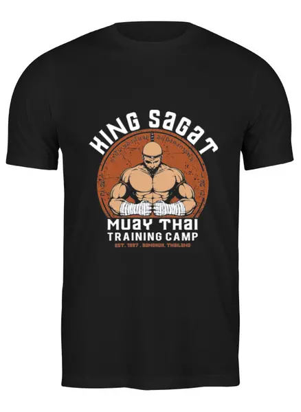 Заказать мужскую футболку в Москве. Футболка классическая Street Fighter. King Sagat Training Camp от Олег Гришин - готовые дизайны и нанесение принтов.