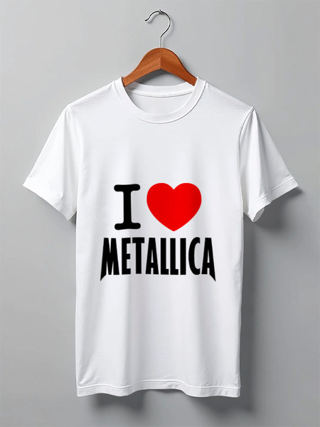 Заказать мужскую футболку в Москве. Футболка классическая «I love Metallica» от metallica - готовые дизайны и нанесение принтов.
