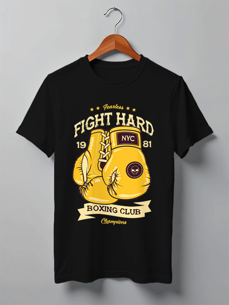Заказать мужскую футболку в Москве. Футболка классическая Fight Hard Boxing Club от printeriumstore@gmail.com - готовые дизайны и нанесение принтов.