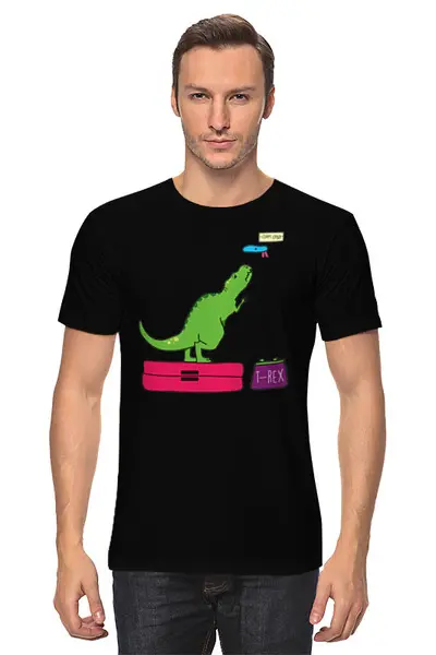 Заказать мужскую футболку в Москве. Футболка классическая T-rex от Виктория Володина - готовые дизайны и нанесение принтов.