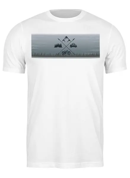 Заказать мужскую футболку в Москве. Футболка классическая Mountain Bike от oneredfoxstore@gmail.com - готовые дизайны и нанесение принтов.
