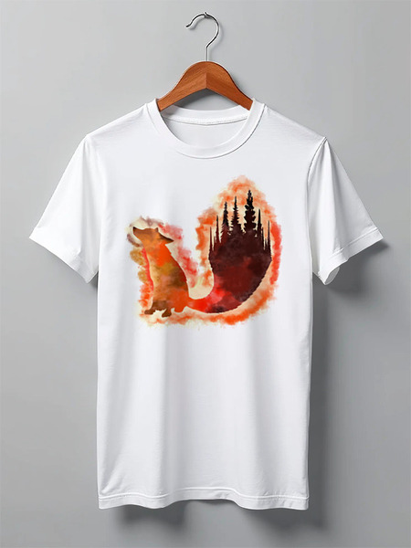 Заказать мужскую футболку в Москве. Футболка классическая Fox Here от oneredfoxstore@gmail.com - готовые дизайны и нанесение принтов.